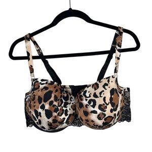 Cacique by Lane Bryant Womens Leopard Print Underwire balconette Bra 42DD
